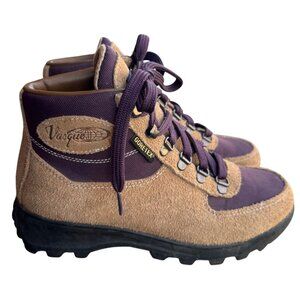 Vasque Womens Gore-Tex Hiking Boots 7115M 8M Purple & Tan Suede/Nylon